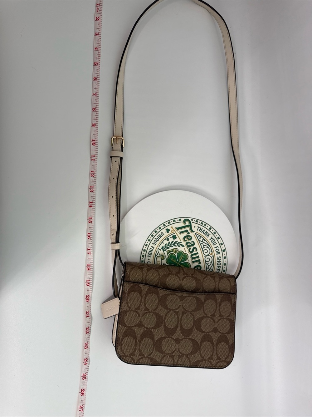 EUC Coach Brown Signature Canvas Crossbody with Cream Strap - Picture 4 of 16
